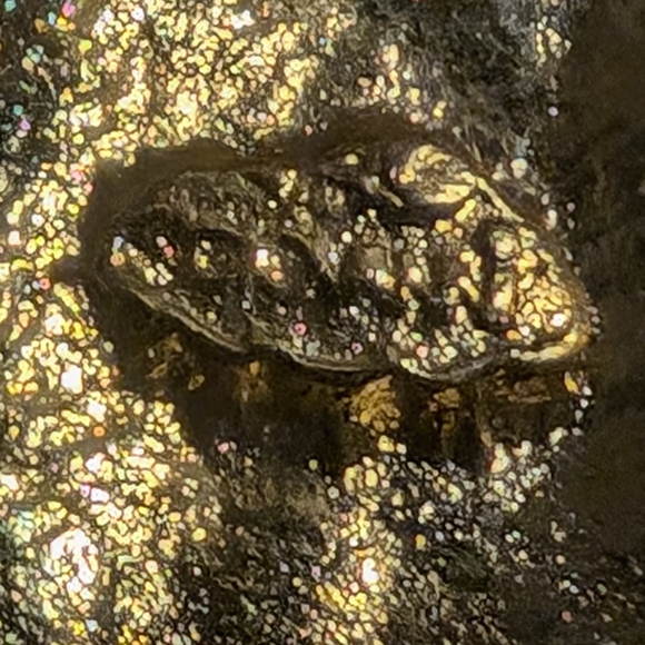 Vintage Donni Flocked Christmas Tree Brooch Porcelain Gold Tone - Picture 10 of 10